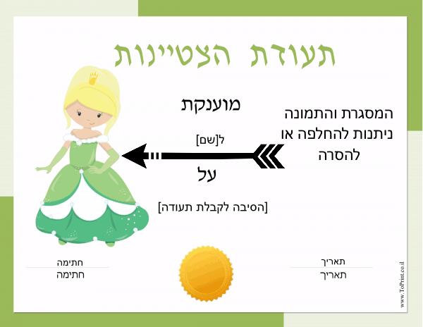 תעודת הצטיינות לתלמידים